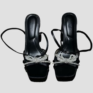 Forever 21 Black Heels w/ Silver Embellishments, Minimal Wear